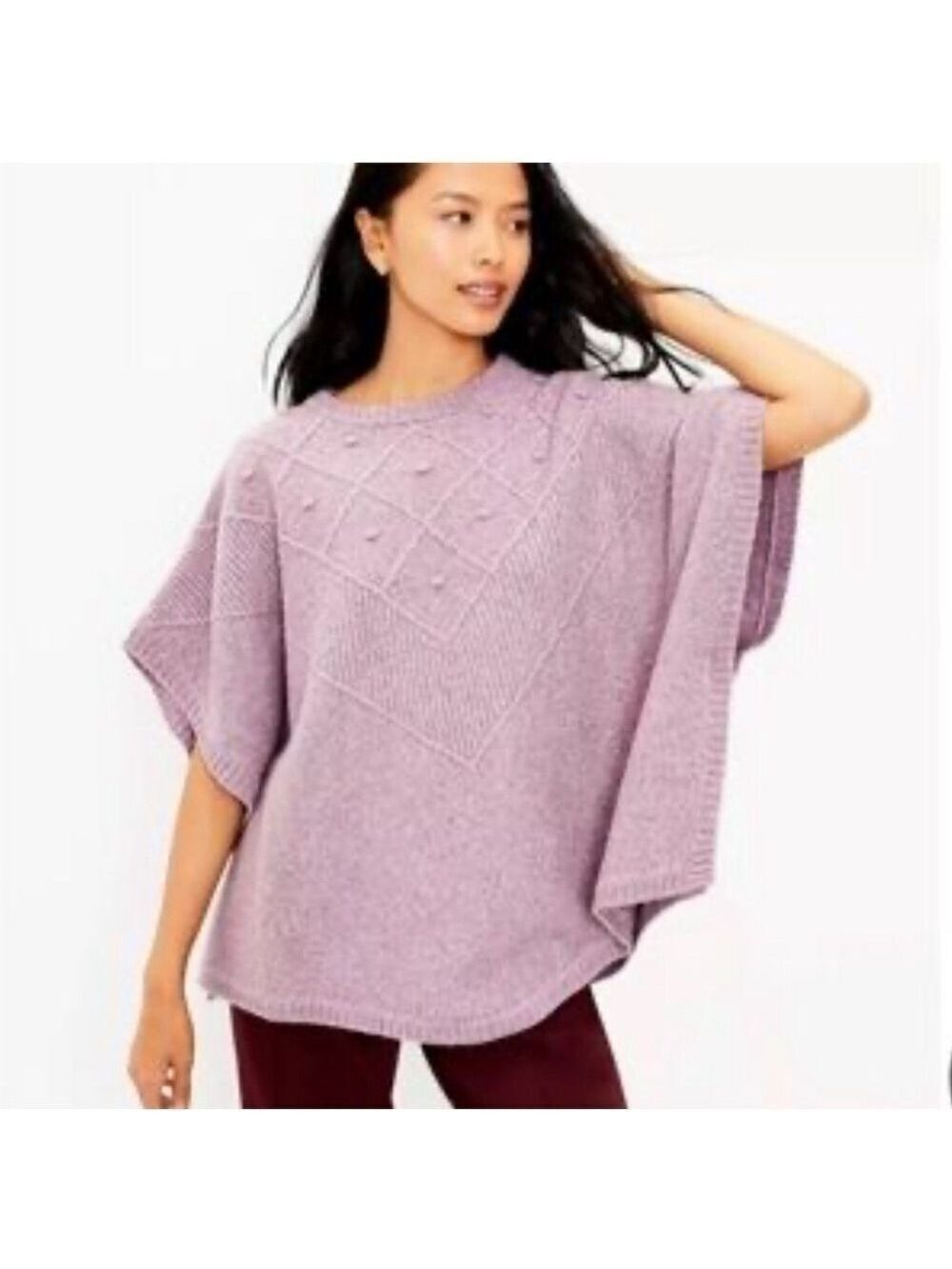 Loft BoHo Bobble Lagenlook Fall Chunky Knit Oversized Sweater Shrug Poncho M/L